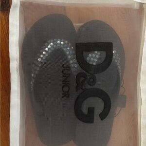 D&G Junior Kids Black Flip Flops